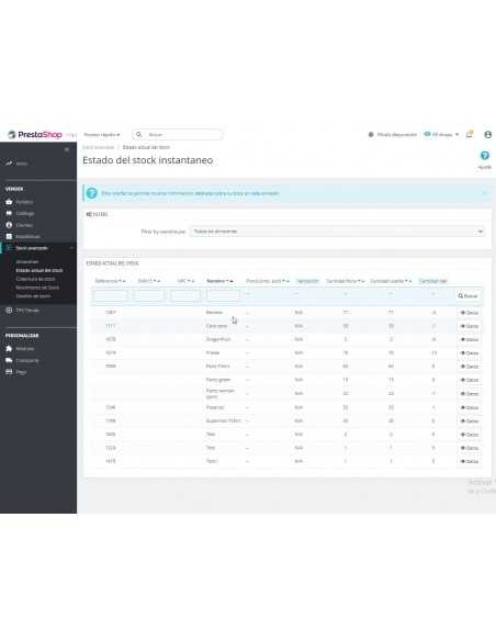 Módulo stock basado en almacenes