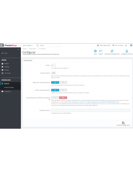 Activa-desactiva un producto cuando el stock cambia
