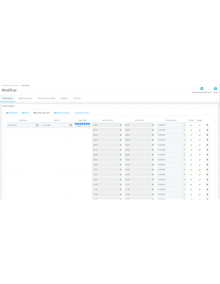 Módulo Booking pro sistema de reservas