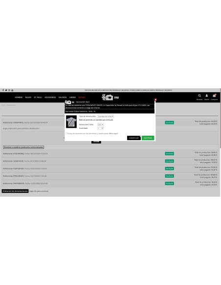 Módulo devoluciones, cambios y cancelaciones