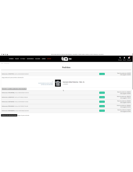 Módulo devoluciones, cambios y cancelaciones