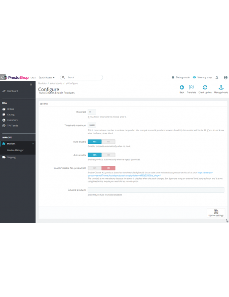 Activa-desactiva un producto cuando el stock cambia
